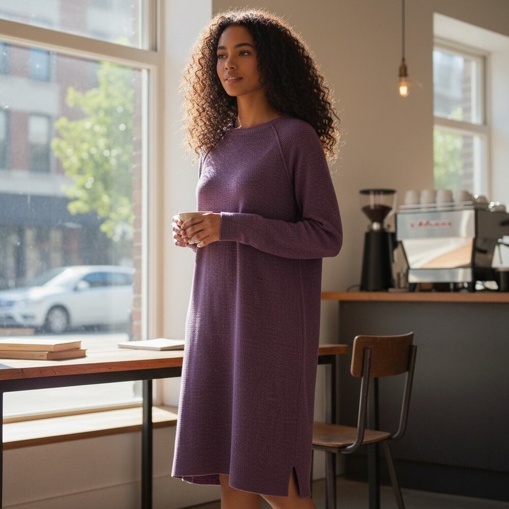 Dress Midi Cozy Knit Transitional Minimalist